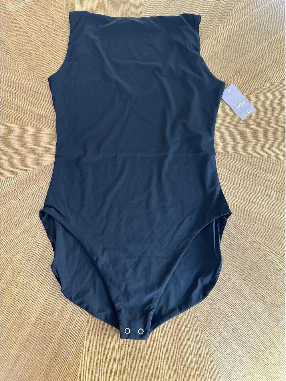NEW Auden Women's Luxe Stretch Tank Bikini Bodysuit Black Soft XS